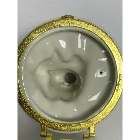 Porcelain Angel Trinket Box with Gold Trim Holding A Bird W Bird House Hinged - Picture 5 of 12